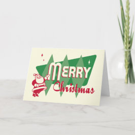 Festiva Tarjeta de Papá Noel Retro Merry