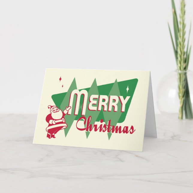 Festiva Tarjeta de Papá Noel Retro Merry (Anverso)