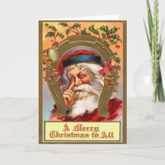 Festiva Tarjeta de Papá Noel Vintage