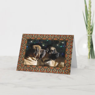 Festiva Tarjeta de par de mastiff enmarcada