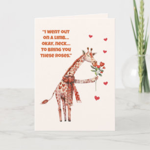 Festiva Tarjeta de Pareja de Jirafas del Día de San Valent