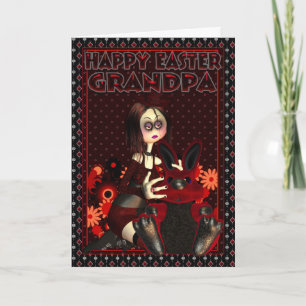 Festiva Tarjeta De Pascua Abuela - Chick De Rock Gótico Y 