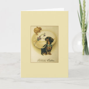 Festiva Tarjeta de pascua alemana del Dachshund del