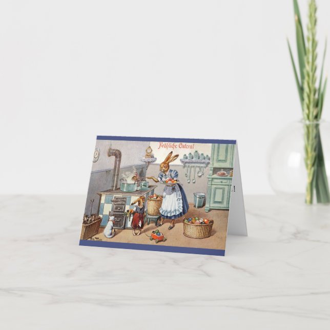 Festiva Tarjeta de Pascua Arthur Thiele - Huevos Mama Bunn (Anverso)