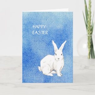 Festiva Tarjeta de Pascua Azul de Conejo