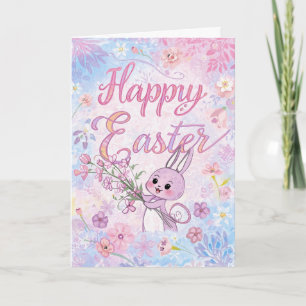 Festiva Tarjeta de Pascua Colorida y Bonita, Personalizada