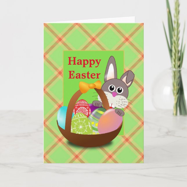 Festiva Tarjeta de Pascua con conejito (Anverso)
