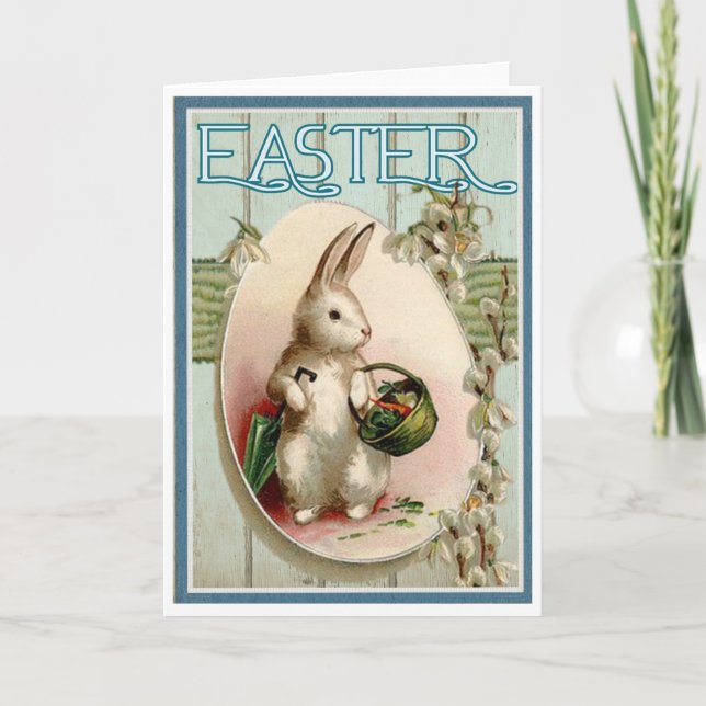 Festiva Tarjeta de Pascua con conejo (Anverso)