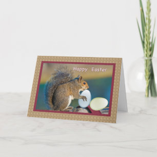 Festiva Tarjeta de pascua con la ardilla y los huevos