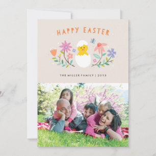 Festiva Tarjeta de Pascua con sombrero - Beige