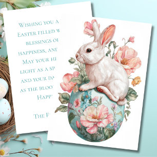 Festiva Tarjeta de Pascua conejito de Pascua lindo con hue