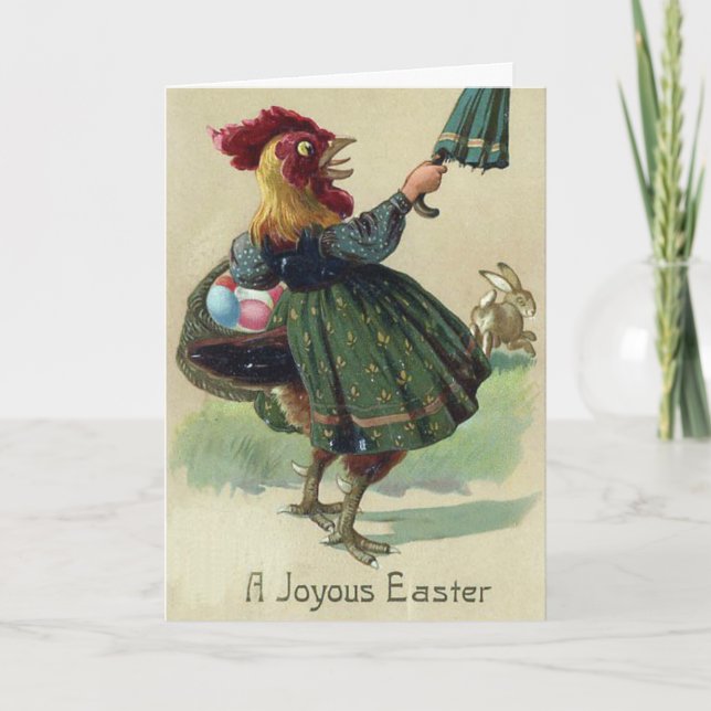 Festiva Tarjeta de Pascua - Conejo de Correr (Anverso)