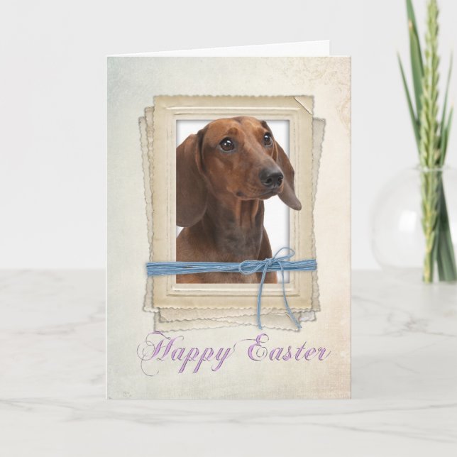 Festiva Tarjeta de Pascua Dachshund (Anverso)