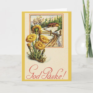 Festiva Tarjeta de Pascua danesa vintage