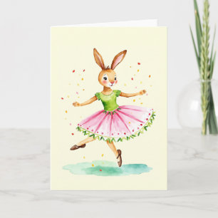 Festiva Tarjeta de Pascua de Acuarela Ballet de Conejito