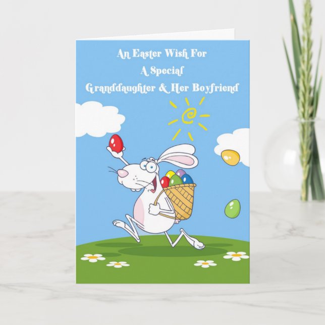 Festiva Tarjeta de Pascua de Bendición para Abuela y Novio (Anverso)