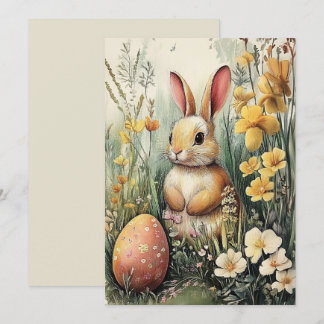 Festiva Tarjeta de Pascua de Bunny Ilustrada