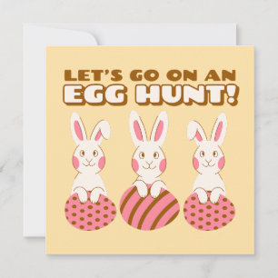 Festiva Tarjeta de Pascua de caza de huevos de conejo trip