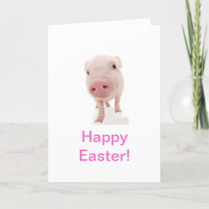 Festiva Tarjeta de Pascua de Cerdo Baby Piglet