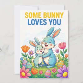 Festiva Tarjeta de Pascua de conejito lindo que te ama