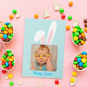 Festiva Tarjeta de Pascua de conejo divertido con foto per
