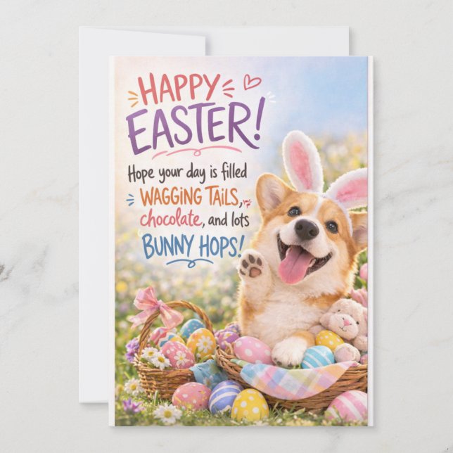 Festiva Tarjeta de Pascua de Corgi (Anverso)