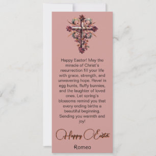 Festiva Tarjeta de Pascua de cruz floral púrpura