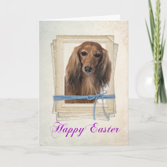Festiva Tarjeta de Pascua de Dachshund (Anverso)
