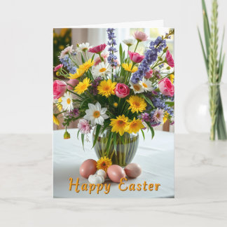 Festiva Tarjeta de Pascua de Flores de Primavera