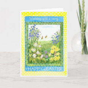 Festiva Tarjeta de Pascua de Flores de Primavera