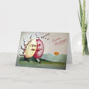 Festiva Tarjeta de Pascua de Huevo de Vintage