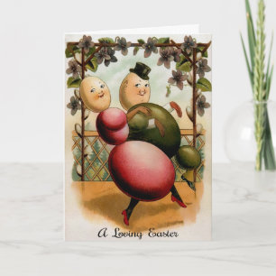 Festiva Tarjeta de Pascua de Huevo Impar Vintage