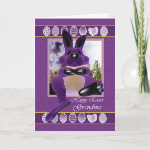 Festiva Tarjeta de pascua de la abuela, con el conejito de