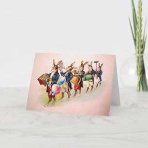 Festiva Tarjeta de Pascua de la banda de conejos vintage