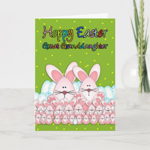 Festiva Tarjeta de pascua de la bisnieta con Pascua Bunnie