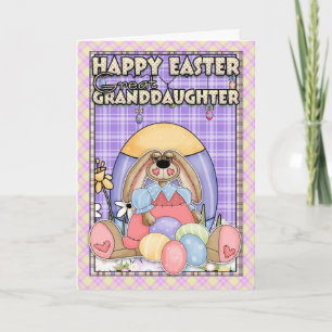 Festiva Tarjeta de pascua de la bisnieta - conejito de