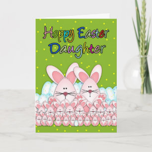 Festiva Tarjeta de pascua de la hija con los conejitos y