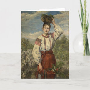 Festiva Tarjeta de pascua de la mujer de Podovlian del