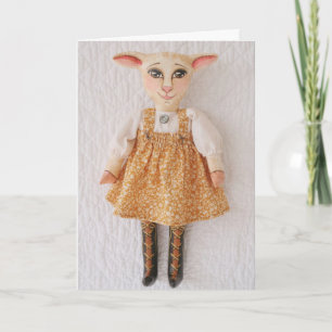 Festiva Tarjeta de pascua de la muñeca del cordero del