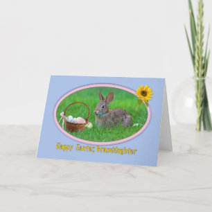 Festiva Tarjeta de pascua de la nieta con el conejito y