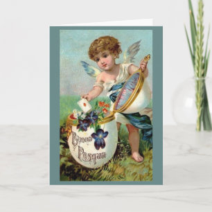 Festiva Tarjeta de pascua de la querube de Buona Pasqua