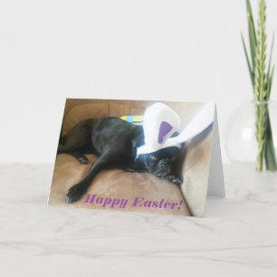 Festiva Tarjeta de pascua de los oídos del conejito de