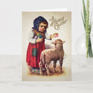 Festiva Tarjeta de Pascua de niña espeluznante vintage