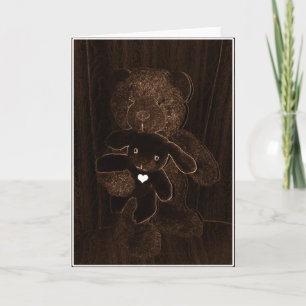 Festiva Tarjeta De Pascua De Oso Y Conejo
