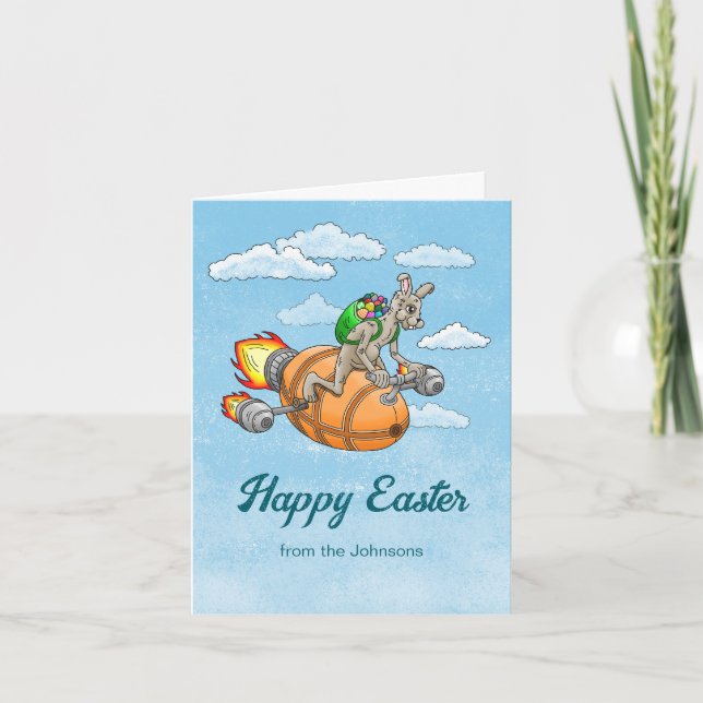 Festiva Tarjeta de Pascua de Rocket Rabbit (Anverso)