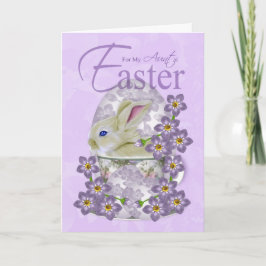 Festiva Tarjeta de Pascua de Tía con conejo de bebé - Solo