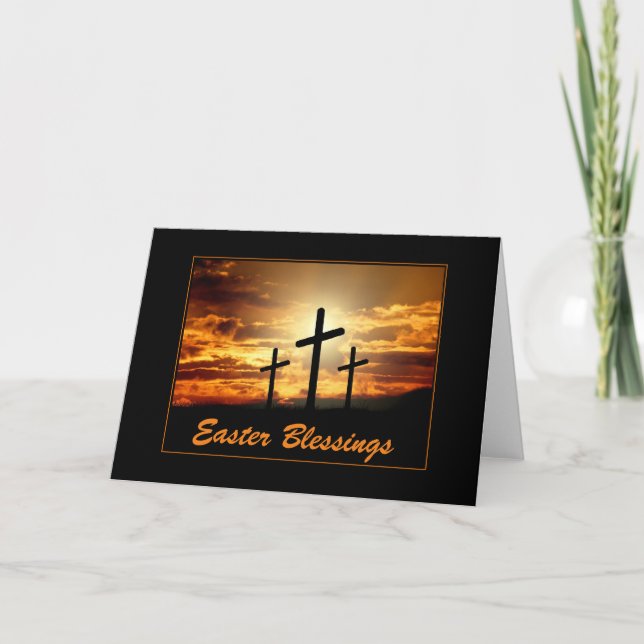 Festiva Tarjeta de Pascua de Tres Cruces (Anverso)