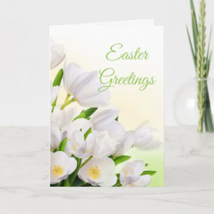 Festiva Tarjeta de Pascua de Tulips Blancos