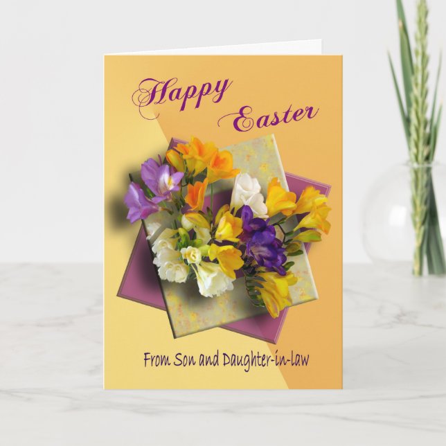 Festiva Tarjeta de Pascua del hijo y la hija en la ley (Anverso)