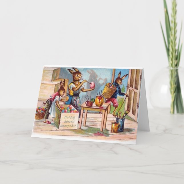 Festiva Tarjeta de pascua del húngaro del vintage (Anverso)